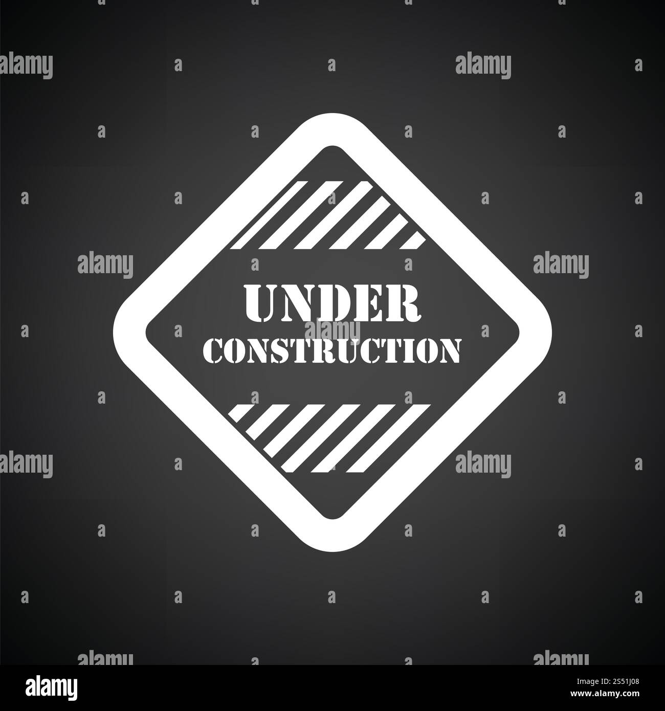 De l'icône en construction. Fond noir avec blanc. Vector illustration. Banque D'Images