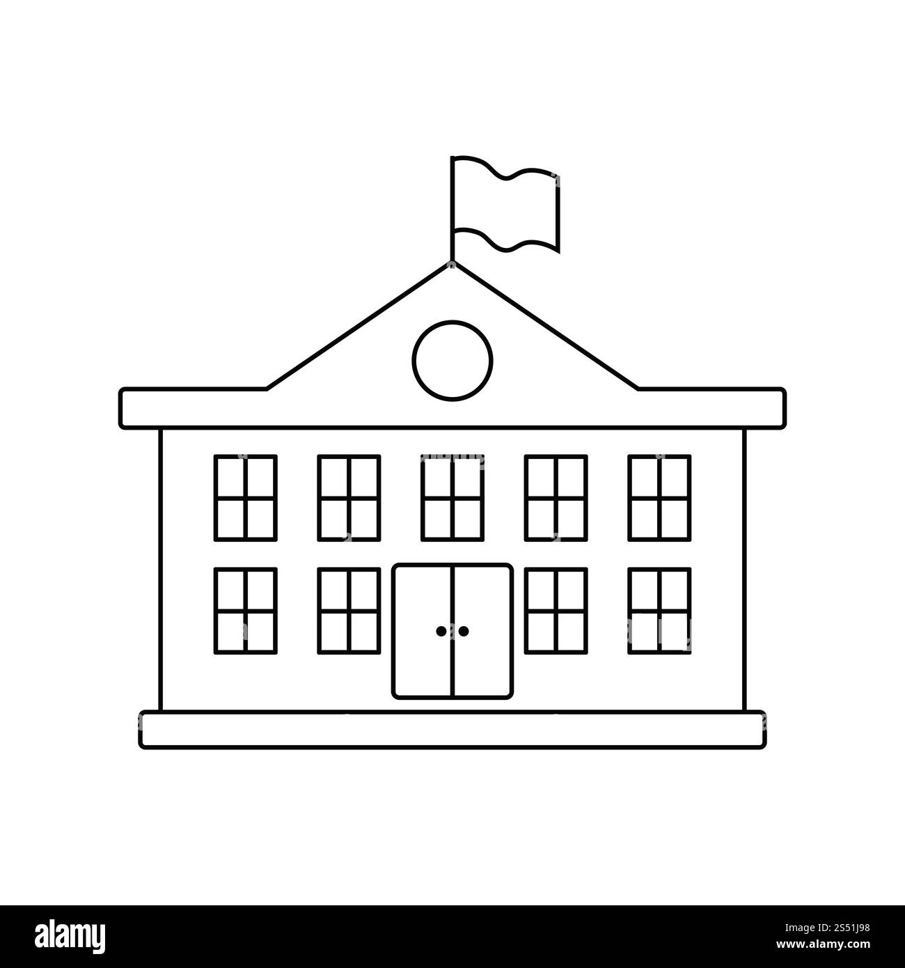 Icône de l'école. Fine ligne design. Vector illustration. Banque D'Images