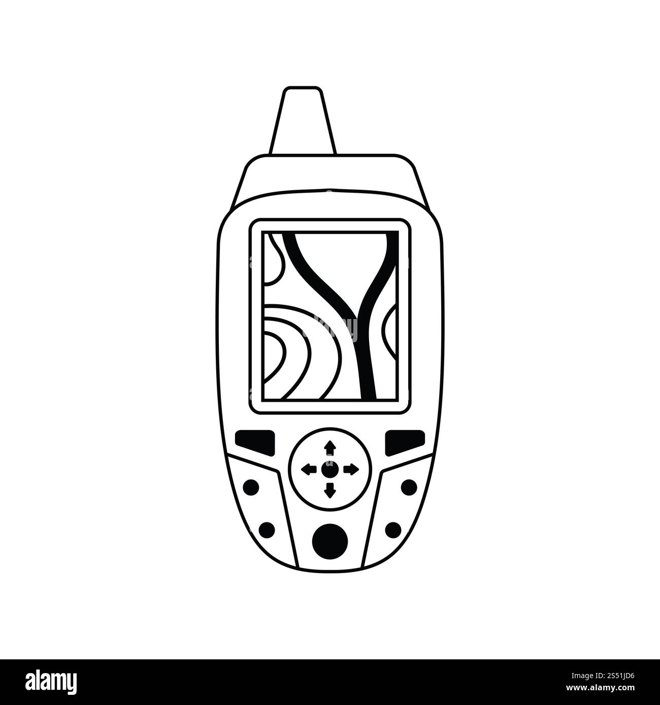 Icône de périphérique GPS portable. Fine ligne design. Vector illustration. Banque D'Images