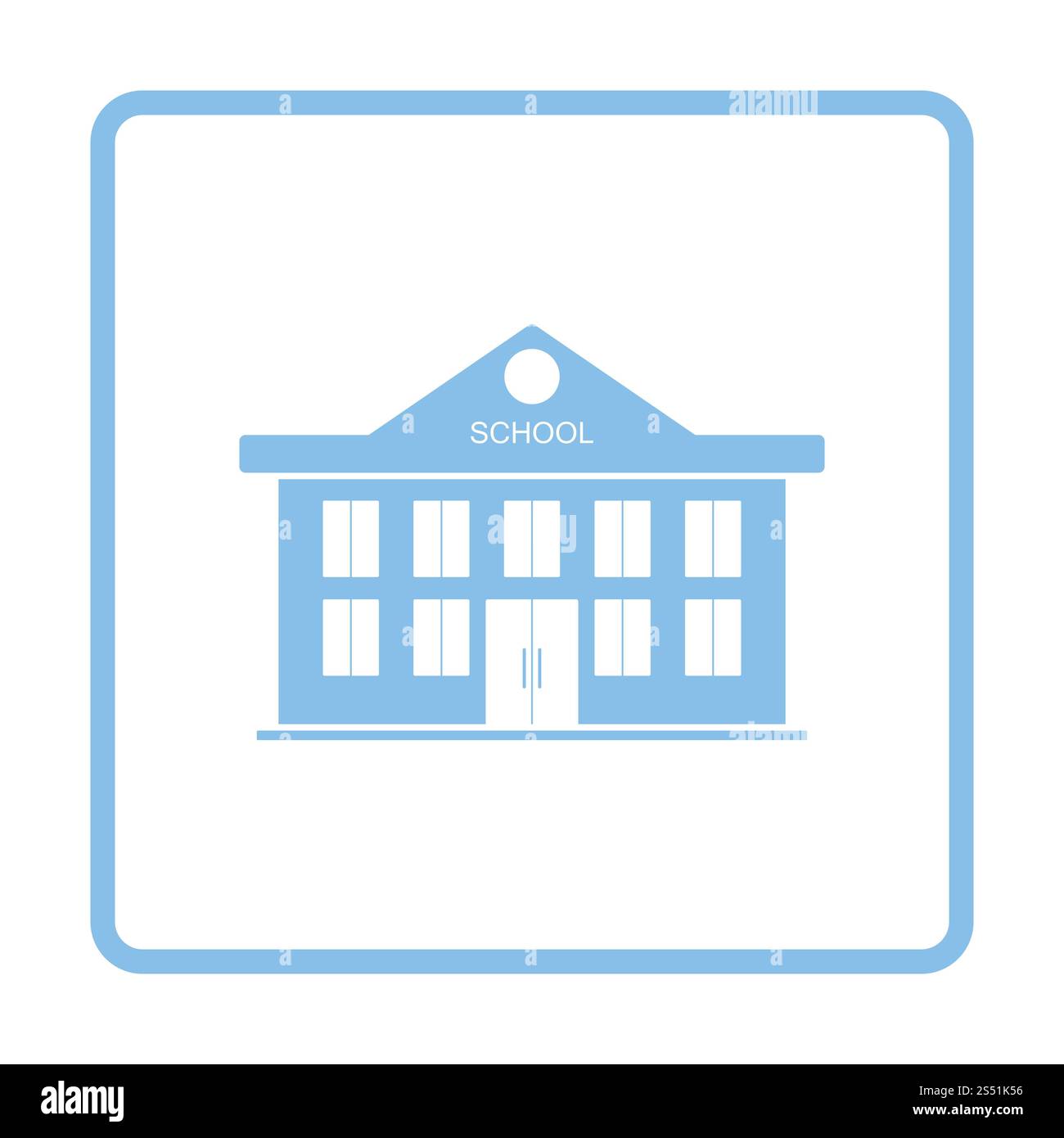 Icône de l'école. Design cadre bleu. Vector illustration. Banque D'Images