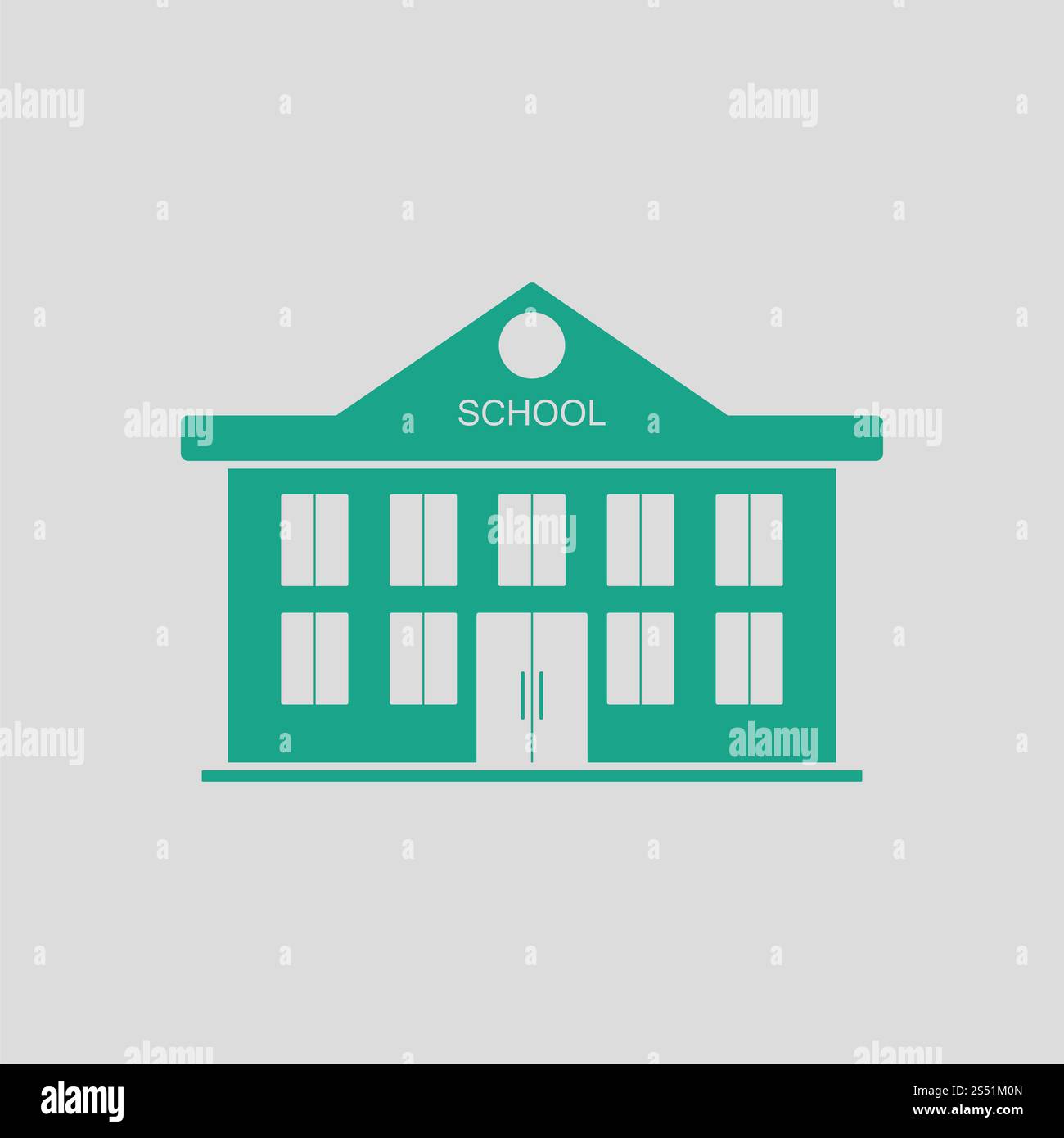 Icône de l'école. Avec fond gris vert. Vector illustration. Banque D'Images
