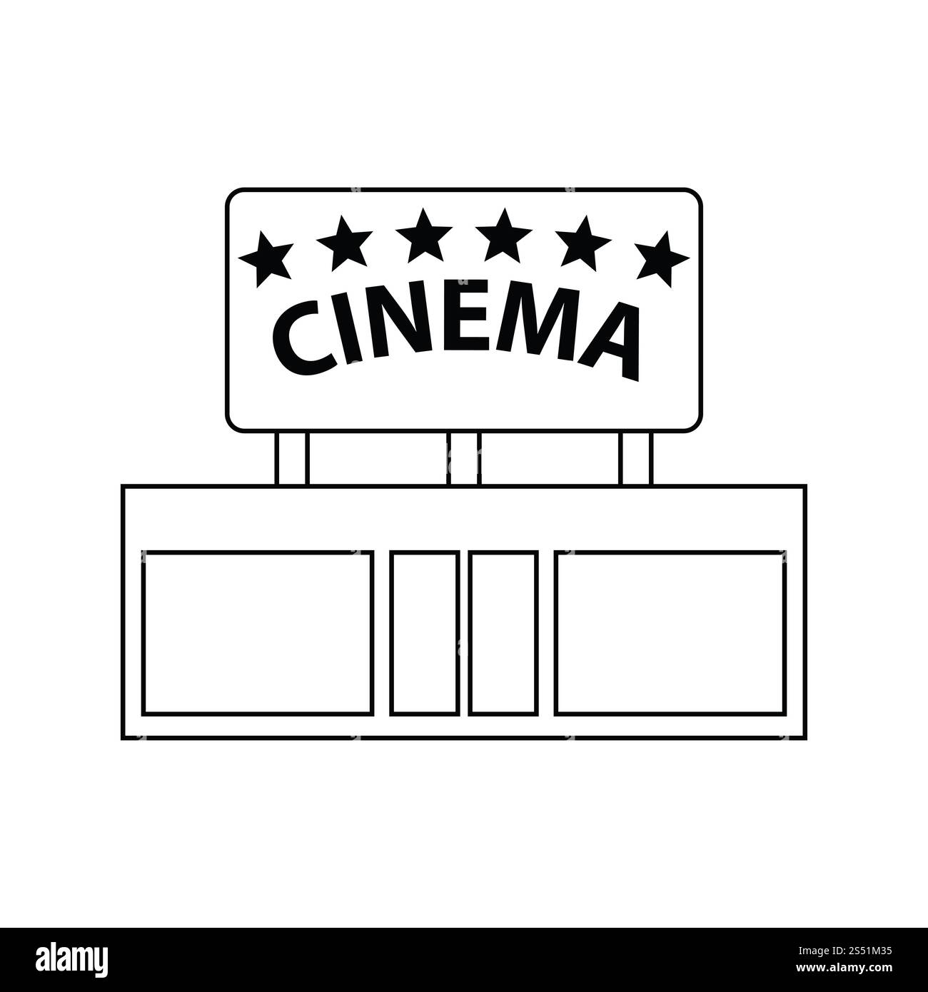 L'icône de l'entrée du cinéma. Fine ligne design. Vector illustration. Banque D'Images
