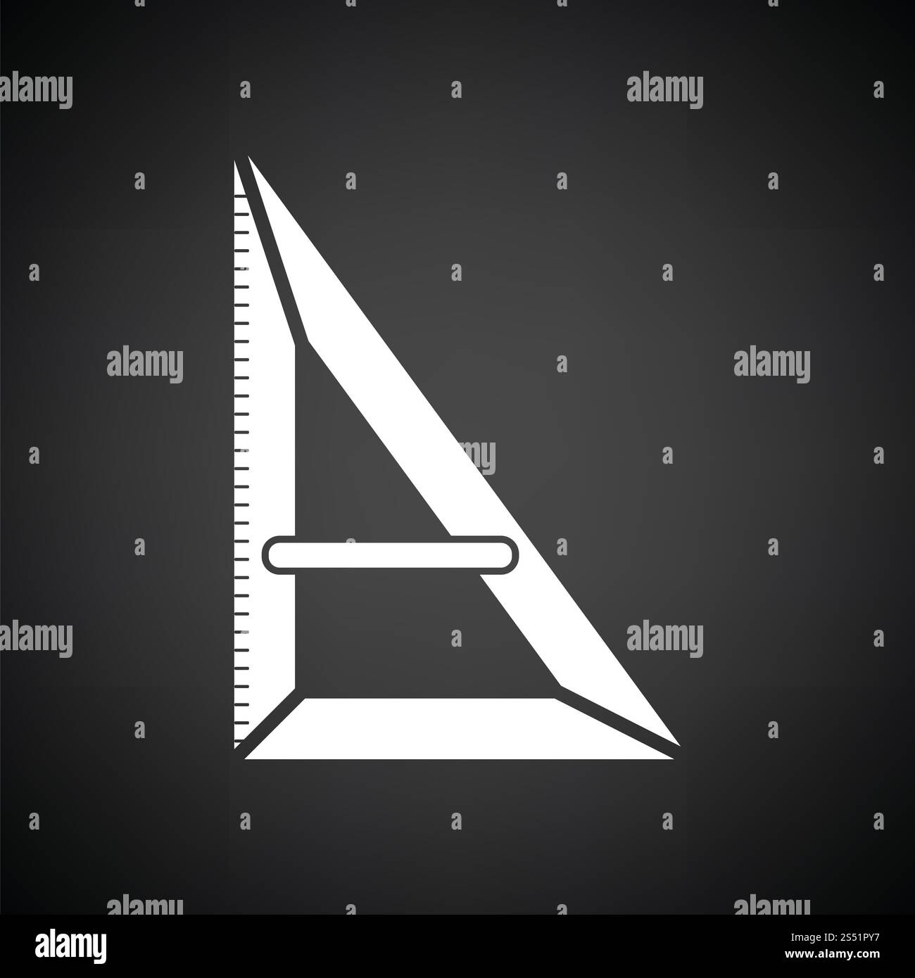 Une icône triangulaire. Fond noir avec blanc. Vector illustration. Banque D'Images