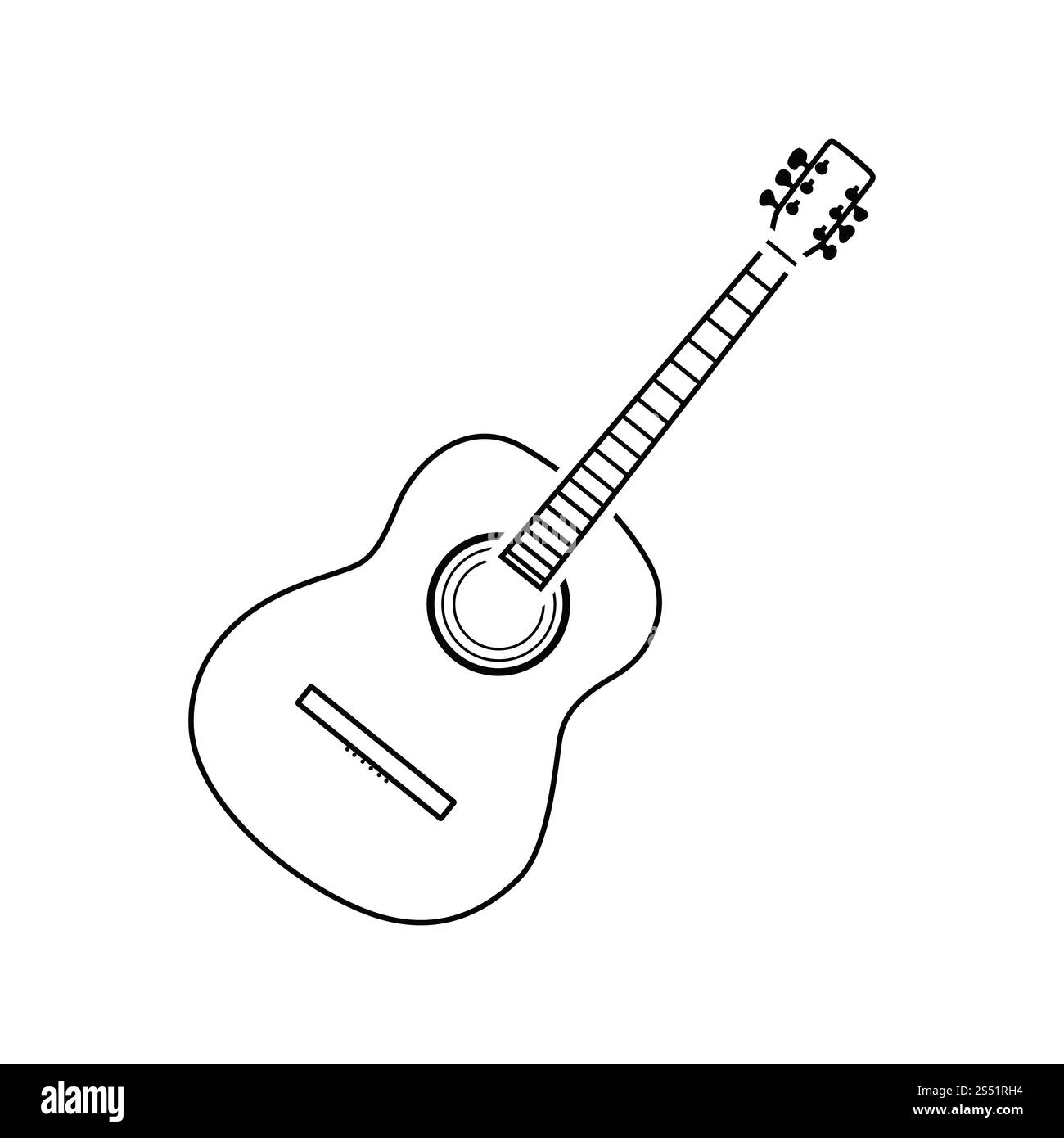 L'icône de la guitare acoustique. Fine ligne design. Vector illustration. Banque D'Images