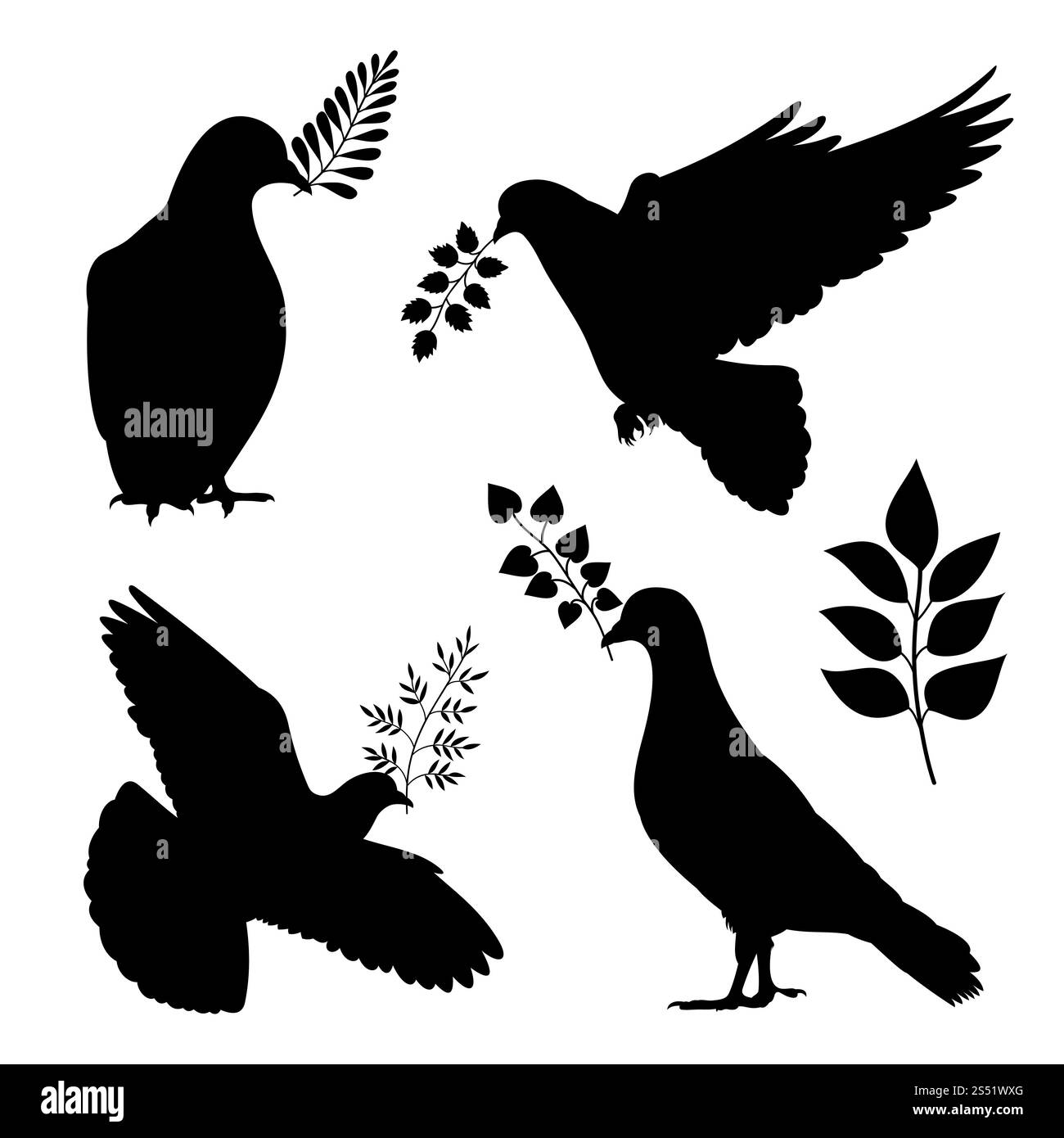 Colombe de silhouettes de vecteur de paix. Pigeon avec branche isolée sur fond blanc illustration. Colombe de silhouettes de vecteur de paix. Pigeon avec branche isolée Illustration de Vecteur Colombe de silhouettes de vecteur de paix. Pigeon avec branche isolée sur fond blanc illustration. Colombe de silhouettes de vecteur de paix. Pigeon avec branche isolée Illustration de Vecteur