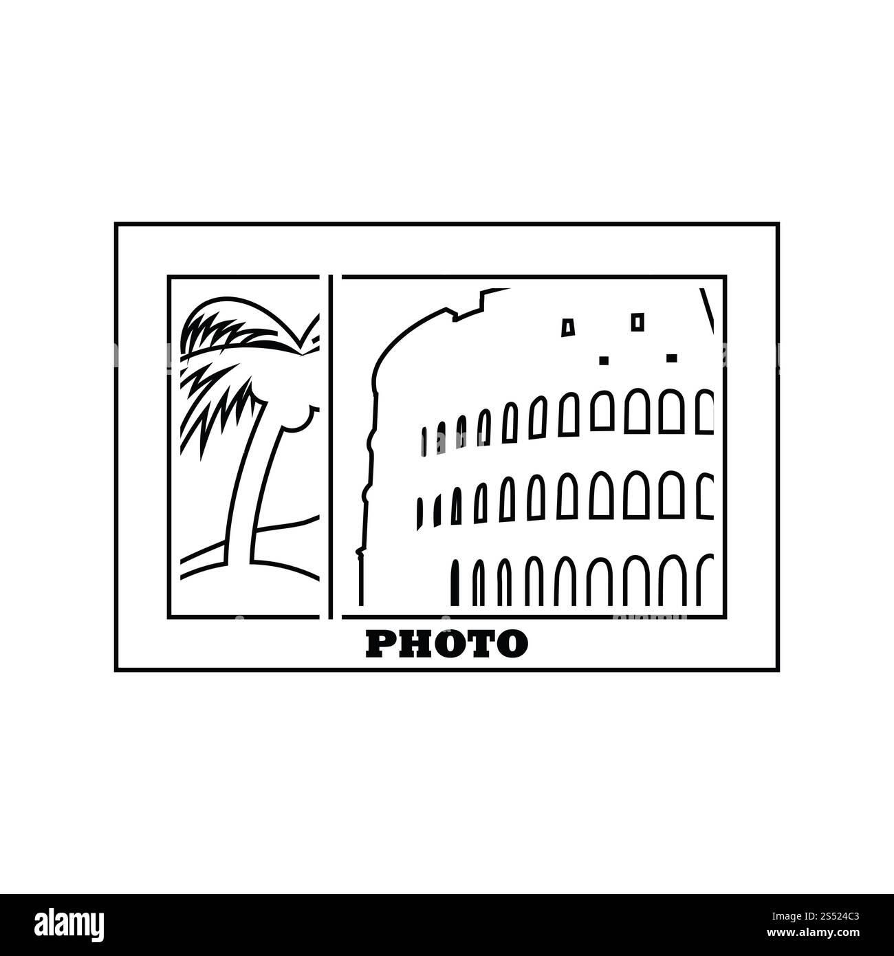 L'icône du cadre photo numérique. Fine ligne design. Vector illustration. Banque D'Images