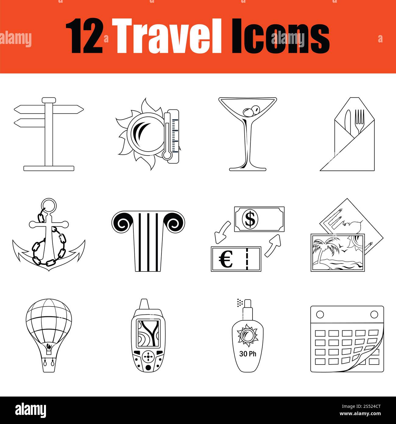 Billet d'icon set. Fine ligne design. Vector illustration. Banque D'Images