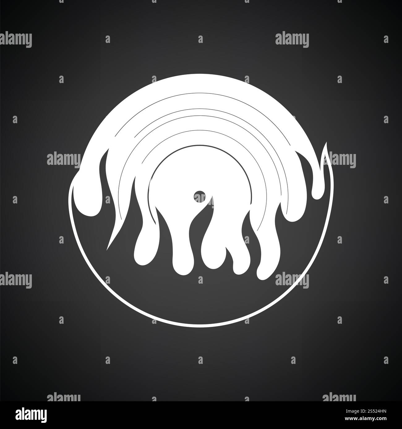 L'icône de vinyle de la flamme. Fond noir avec blanc. Vector illustration. Banque D'Images