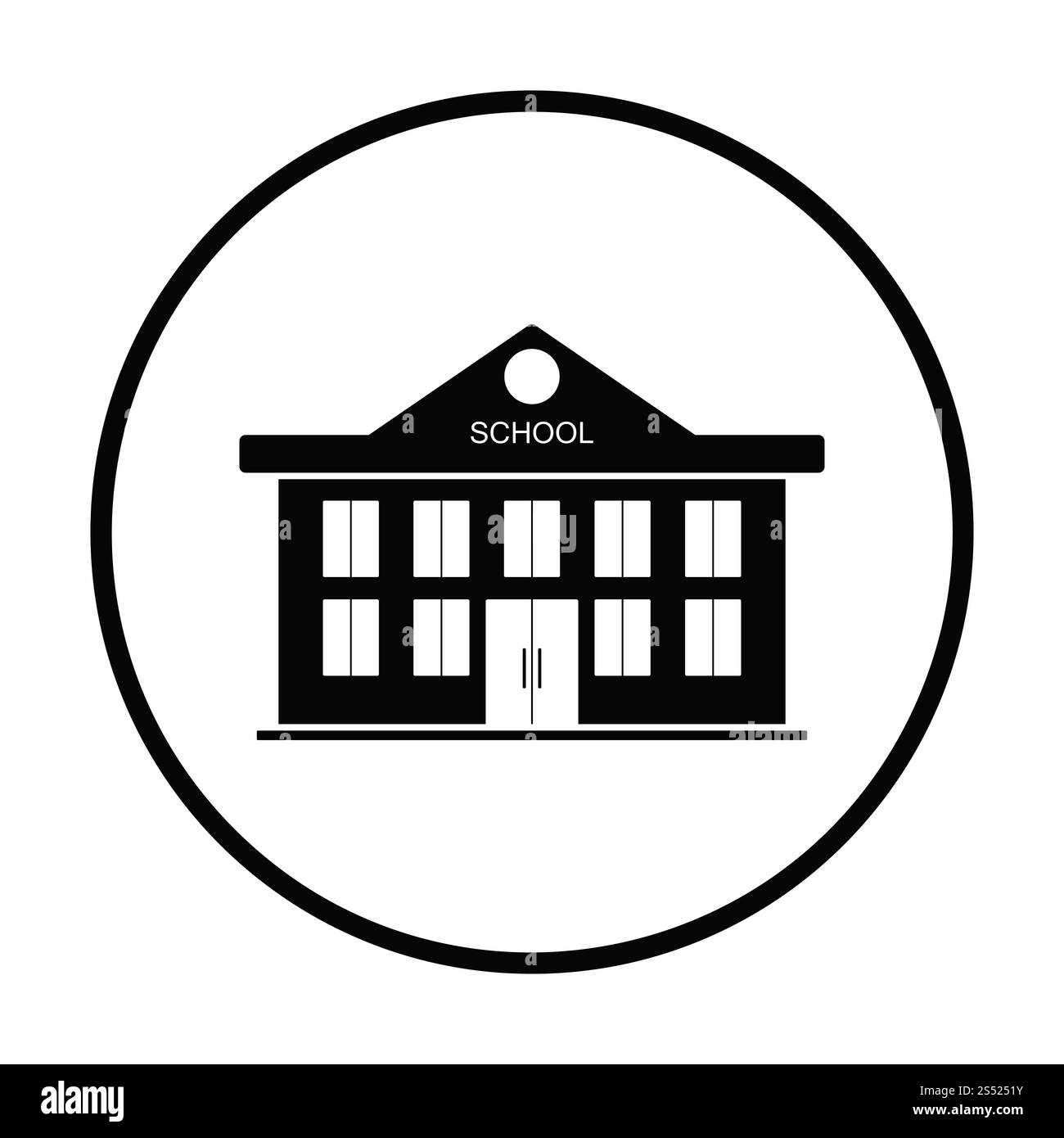 Icône de l'école. Cercle mince de conception. Vector illustration. Banque D'Images