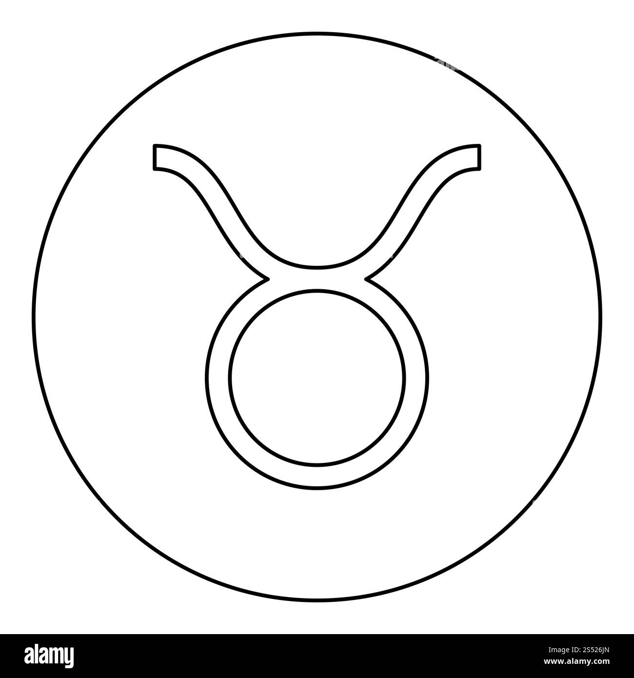 Icône Symbole taureau couleur noir en cercle rond contours vector illustration Banque D'Images