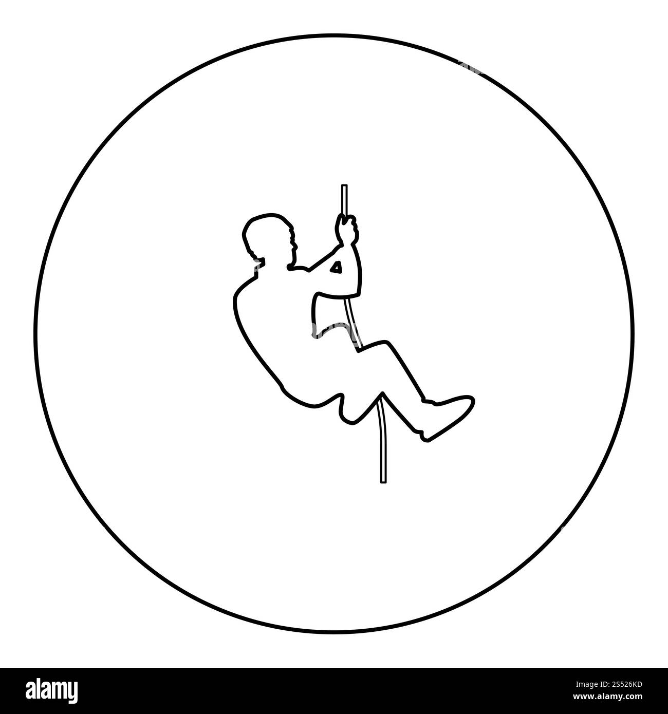 Rock climber icon noir en couleur cercle rond contours vector illustration Banque D'Images