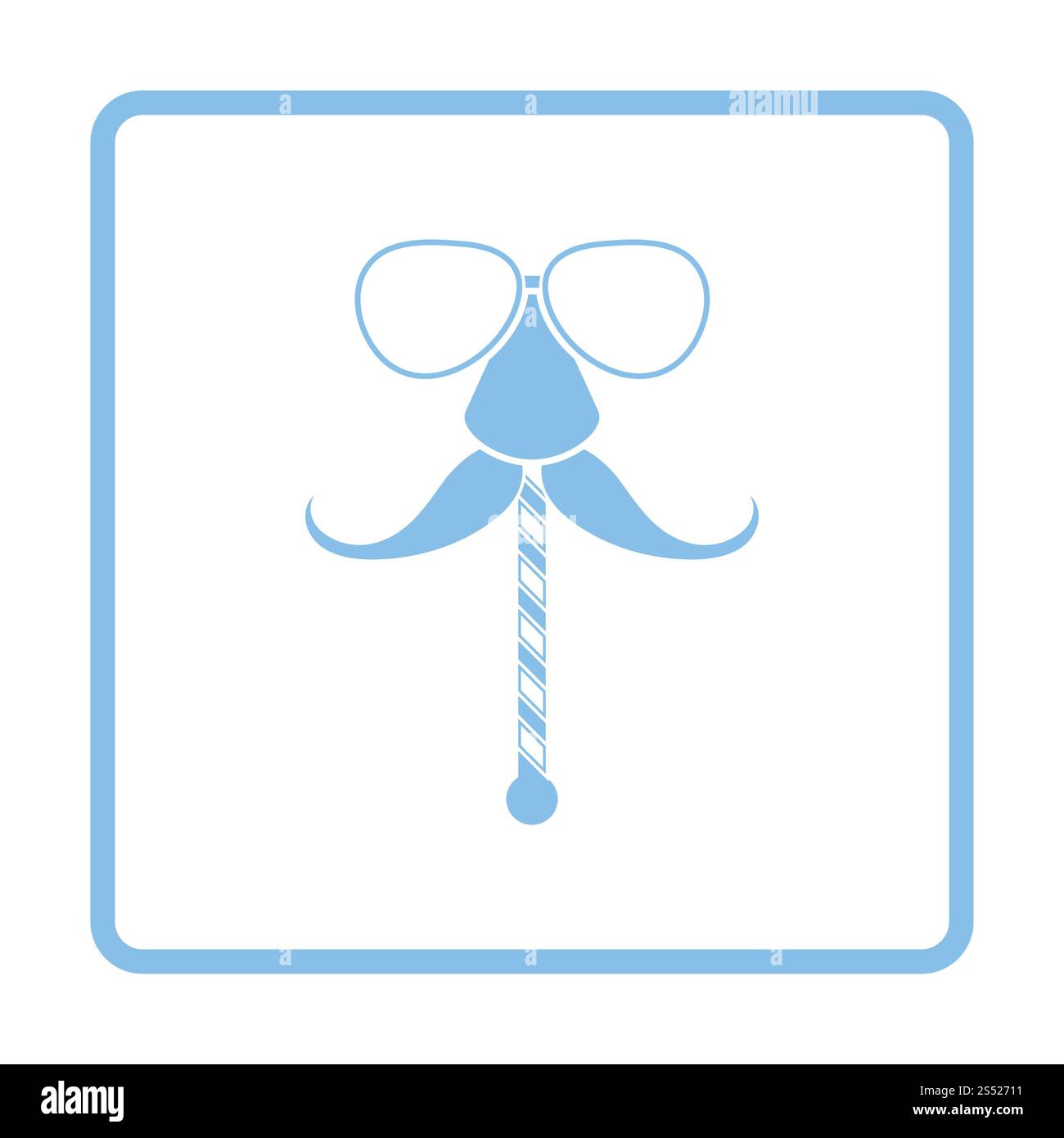 Lunettes et moustache icône. Design cadre bleu. Vector illustration. Banque D'Images