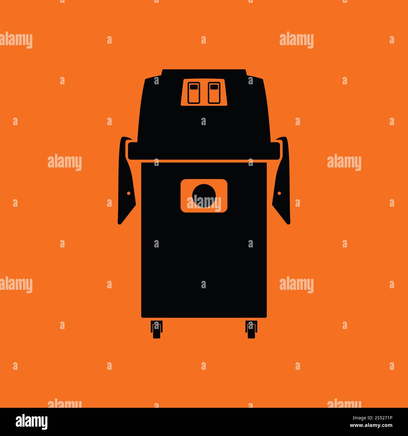 Icône de l'aspirateur. Fond orange avec du noir. Vector illustration. Banque D'Images