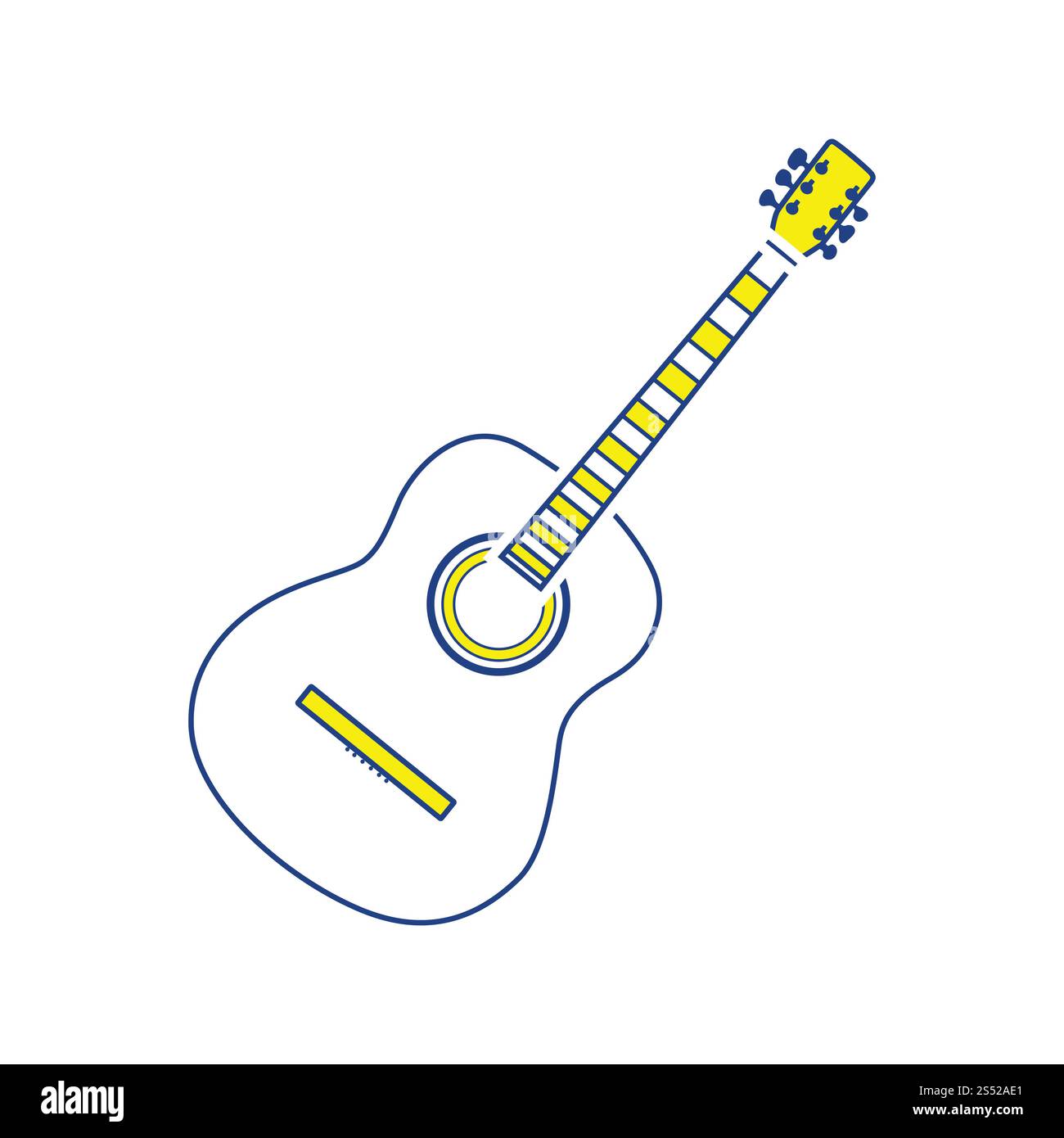 L'icône de la guitare acoustique. Fine ligne design. Vector illustration. Banque D'Images