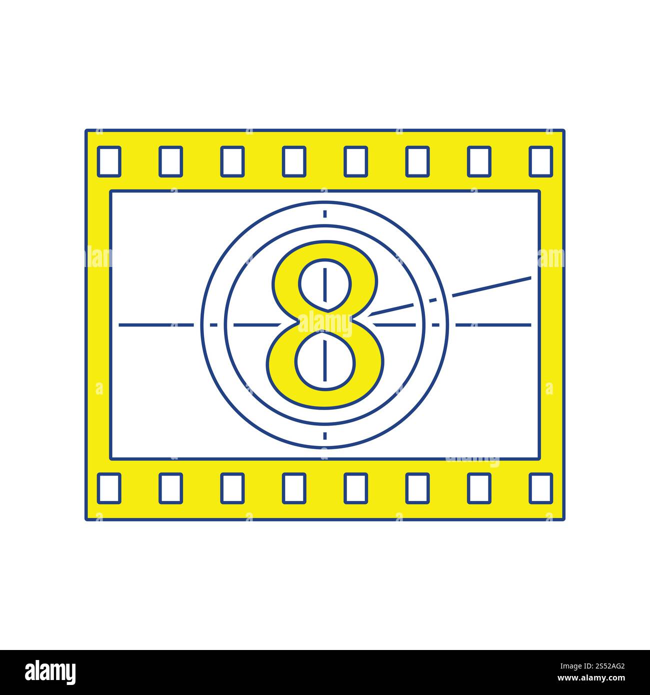 Vue du film avec l'icône du compte à rebours. Fine ligne design. Vector illustration. Banque D'Images