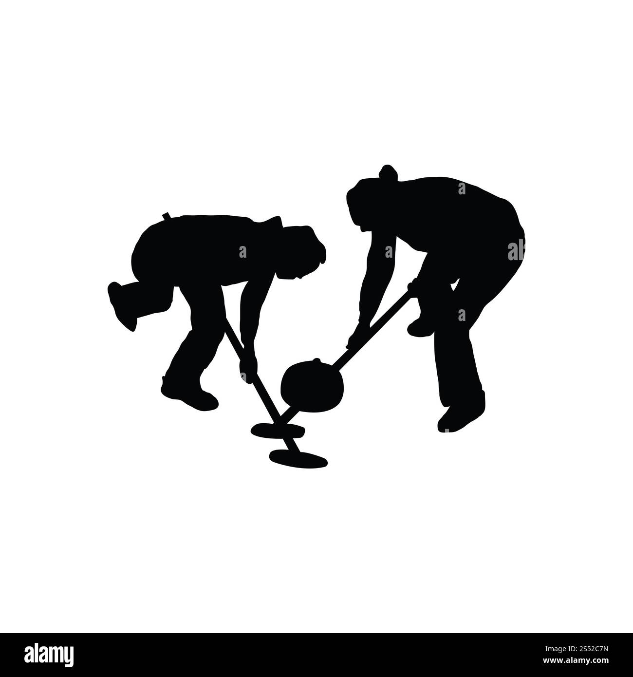 Silhouette de curling. Noir sur blanc. Vector illustration. Banque D'Images