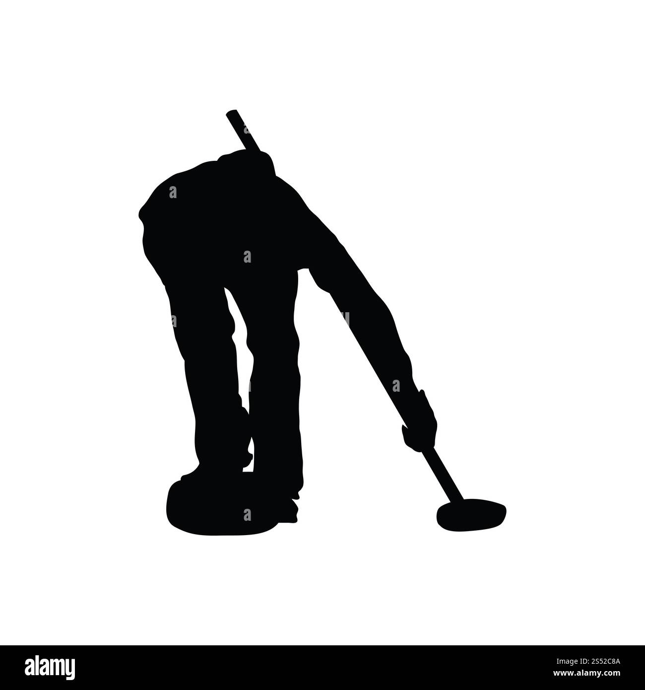 Silhouette de curling. Noir sur blanc. Vector illustration. Banque D'Images
