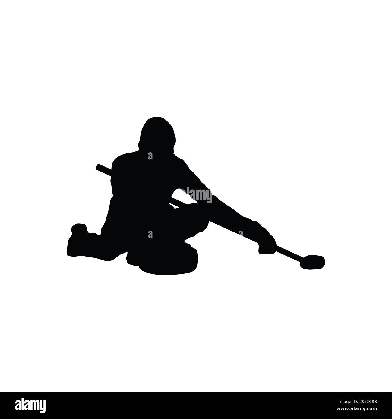 Silhouette de curling. Noir sur blanc. Vector illustration. Banque D'Images