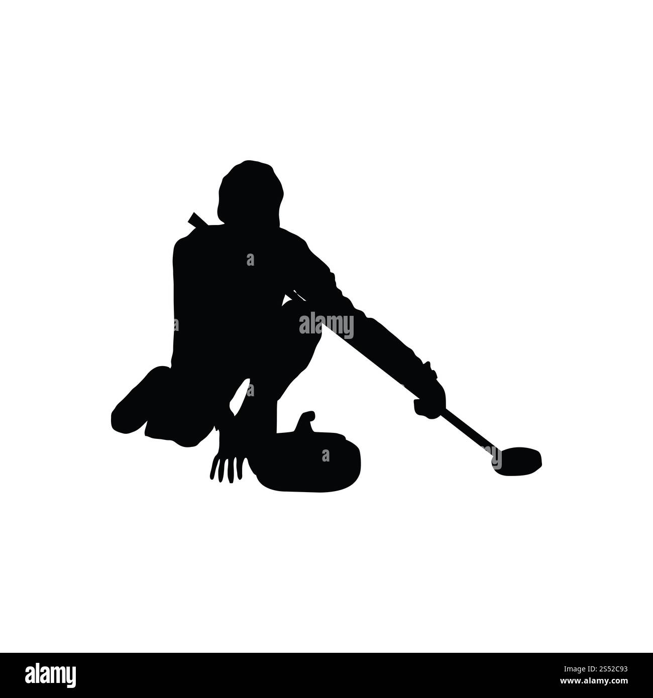 Silhouette de curling. Noir sur blanc. Vector illustration. Banque D'Images