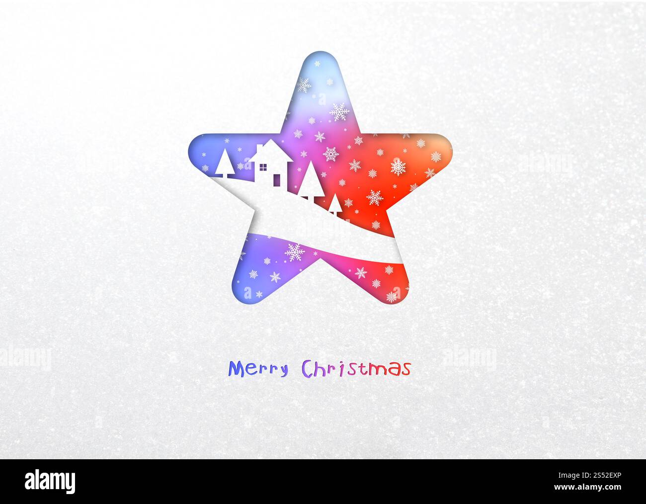 Joyeux Noël étoile arc-en-ciel carte d'hiver sur un fond de neige. Carte d'hiver à motif étoile arc-en-ciel joyeux Noël Banque D'Images Joyeux Noël étoile arc-en-ciel carte d'hiver sur un fond de neige. Carte d'hiver à motif étoile arc-en-ciel joyeux Noël Banque D'Images