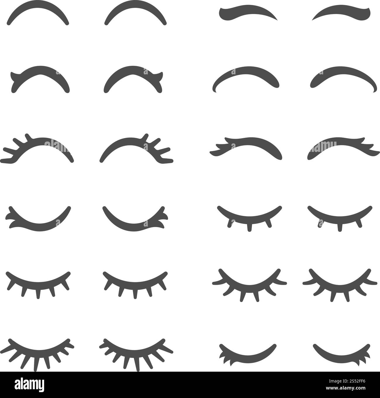 Jolis cils de femme. Yeux fermés pour mignon dessin animé Sleeping Girl. Cils femelles, jolies cils féminins. Illustration vectorielle. Jolis cils de femme. Yeux fermés pour mignon dessin animé Sleeping Girl Illustration de Vecteur