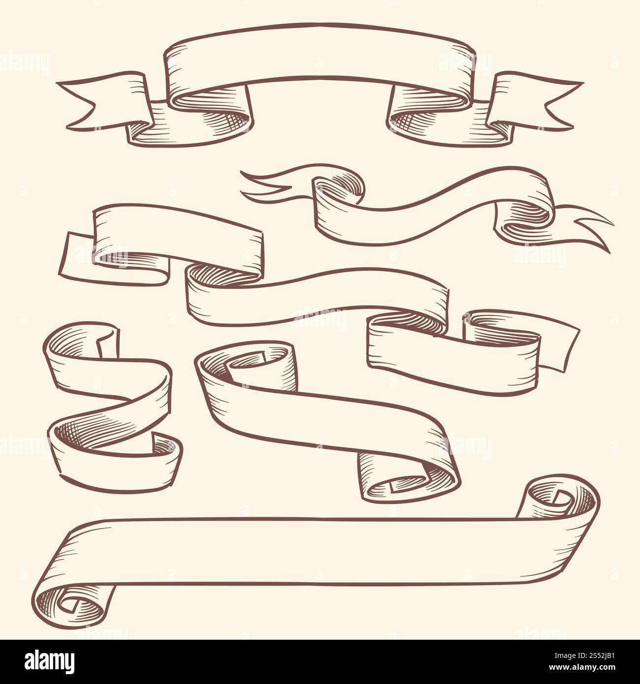 Bannières de ruban de défilement victoriennes vintage, vieilles étiquettes de vecteur dessiné à la main ensemble isolé. Illustration de l'ancien défilement du message. Bannières de ruban de défilement victoriennes vintage, vieilles étiquettes de vecteur dessiné à la main ensemble isolé Illustration de Vecteur