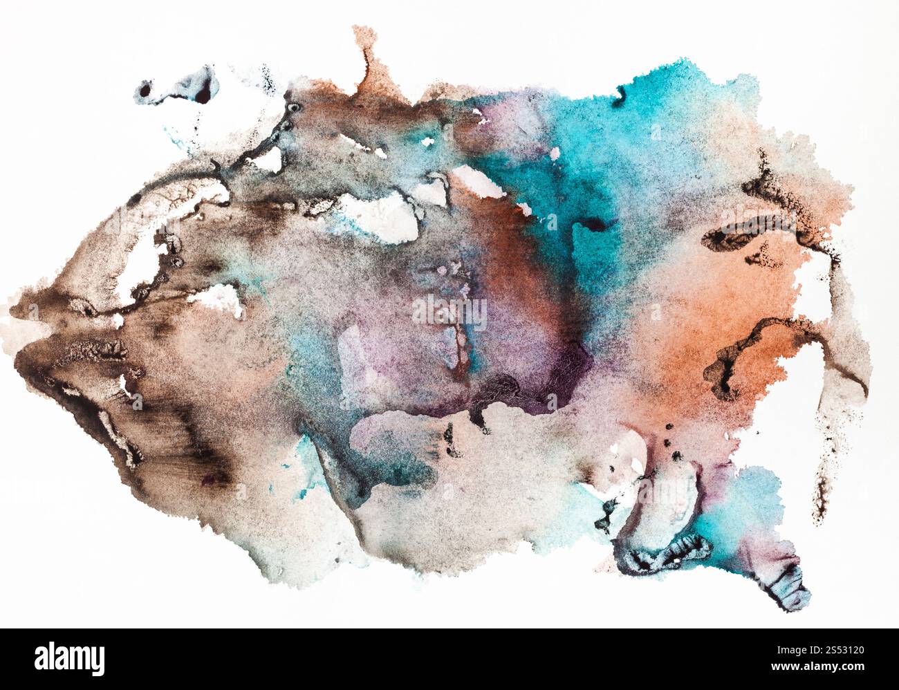 Abstract Hand painted Impression sur feuille de papier dessiné à l'Aquarelle technique monotype Banque D'Images