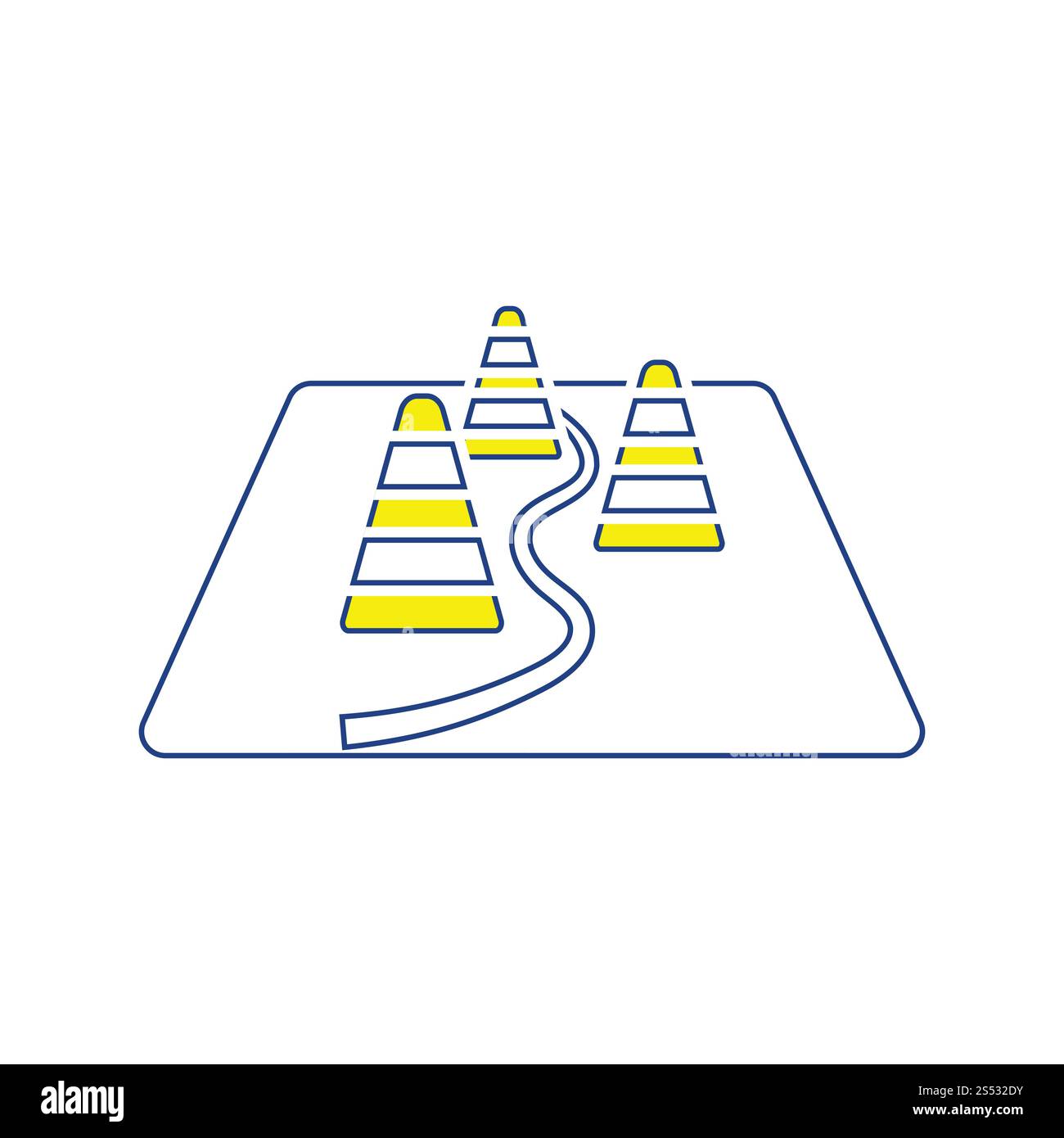 Icône de cônes d'entraînement de football. Fine ligne design. Vector illustration. Banque D'Images