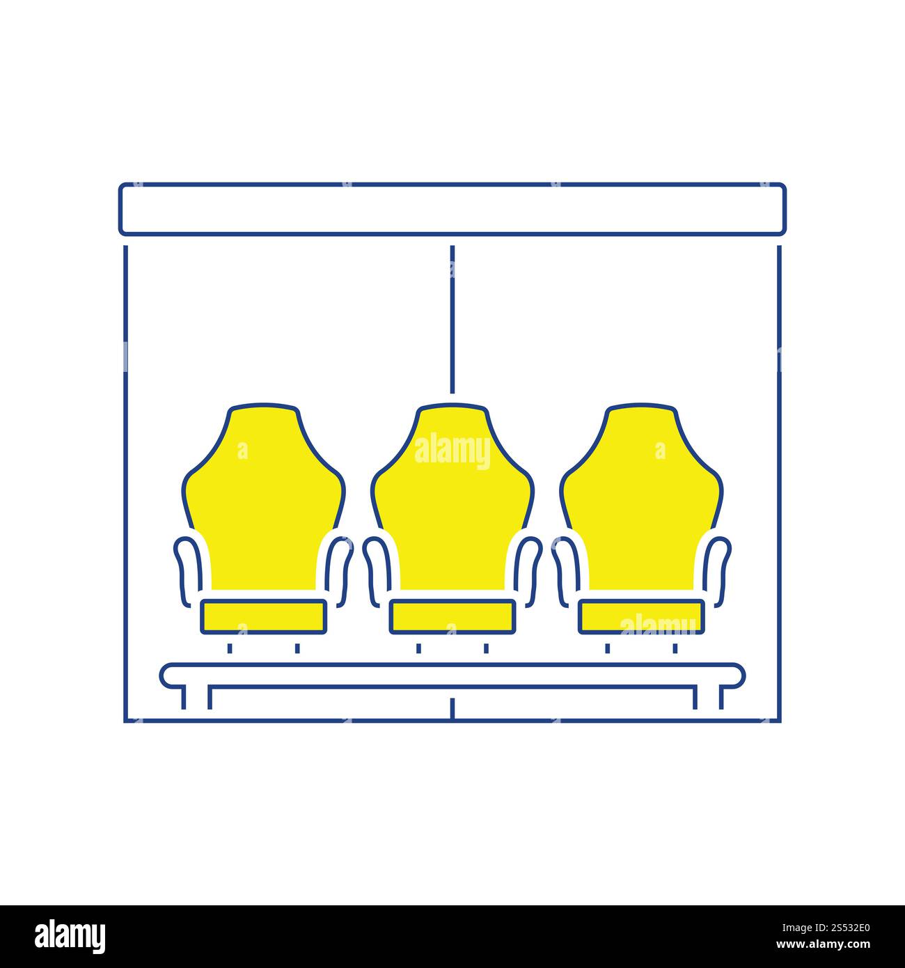 Icône du banc de joueurs de football. Conception de lignes fines. Illustration vectorielle. Banque D'Images