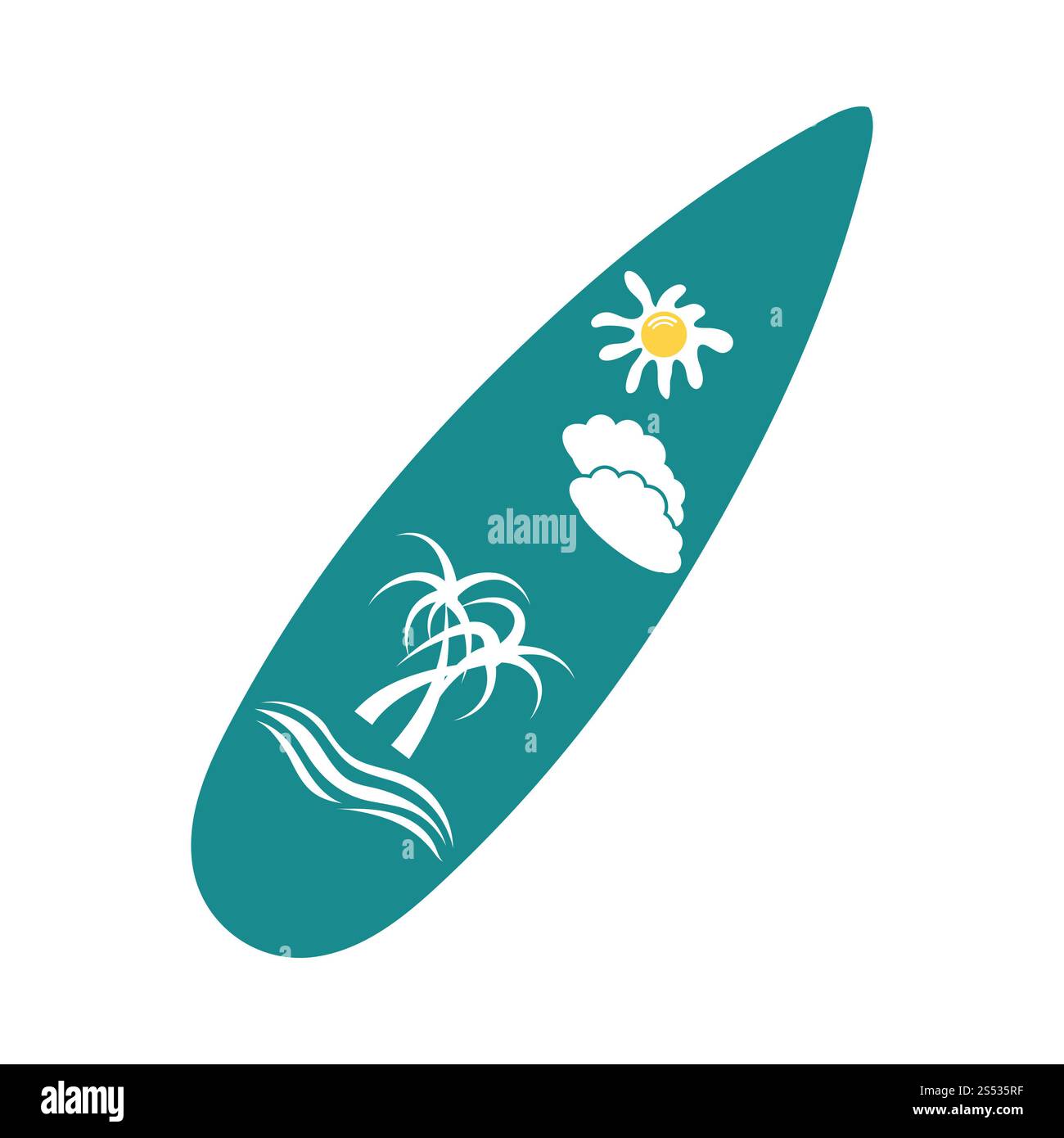 L'icône de surf. Les pochoirs en ton bleu et jaune. Vector illustration. Banque D'Images