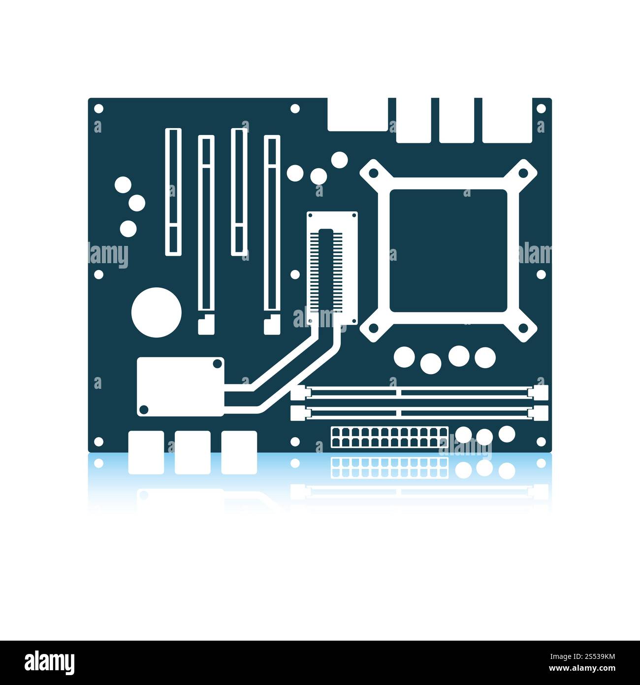 L'icône de la carte mère. Reflet de l'ombre. Vector illustration. Banque D'Images