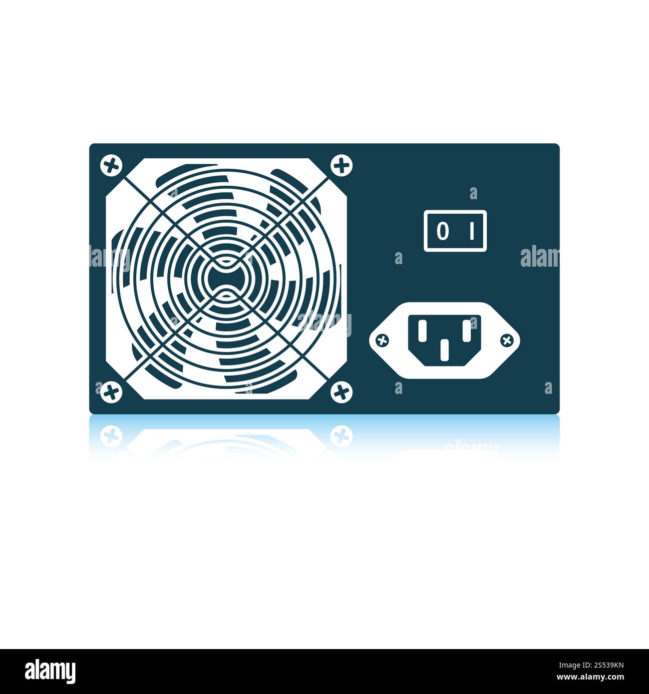 L'icône de l'unité d'alimentation. Reflet de l'ombre. Vector illustration. Banque D'Images L'icône de l'unité d'alimentation. Reflet de l'ombre. Vector illustration. Banque D'Images