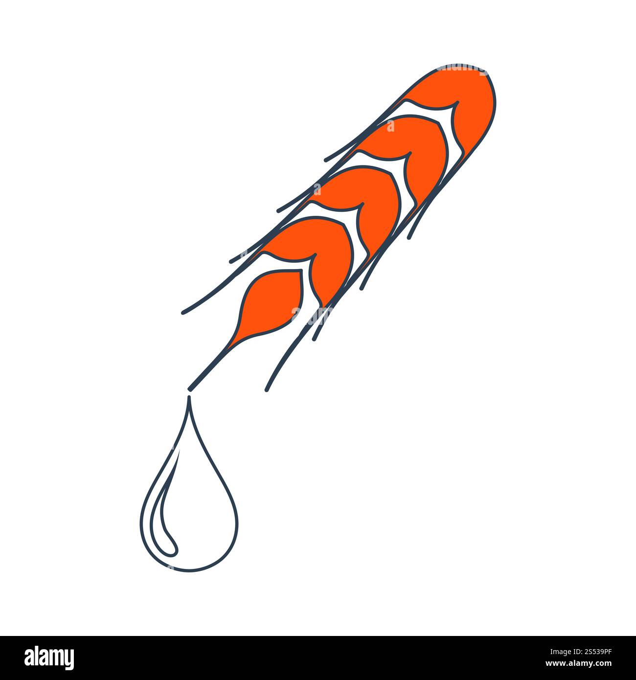 Icône de chute avec du blé. Fine ligne rouge avec Design de remplissage. Vector Illustration. Banque D'Images