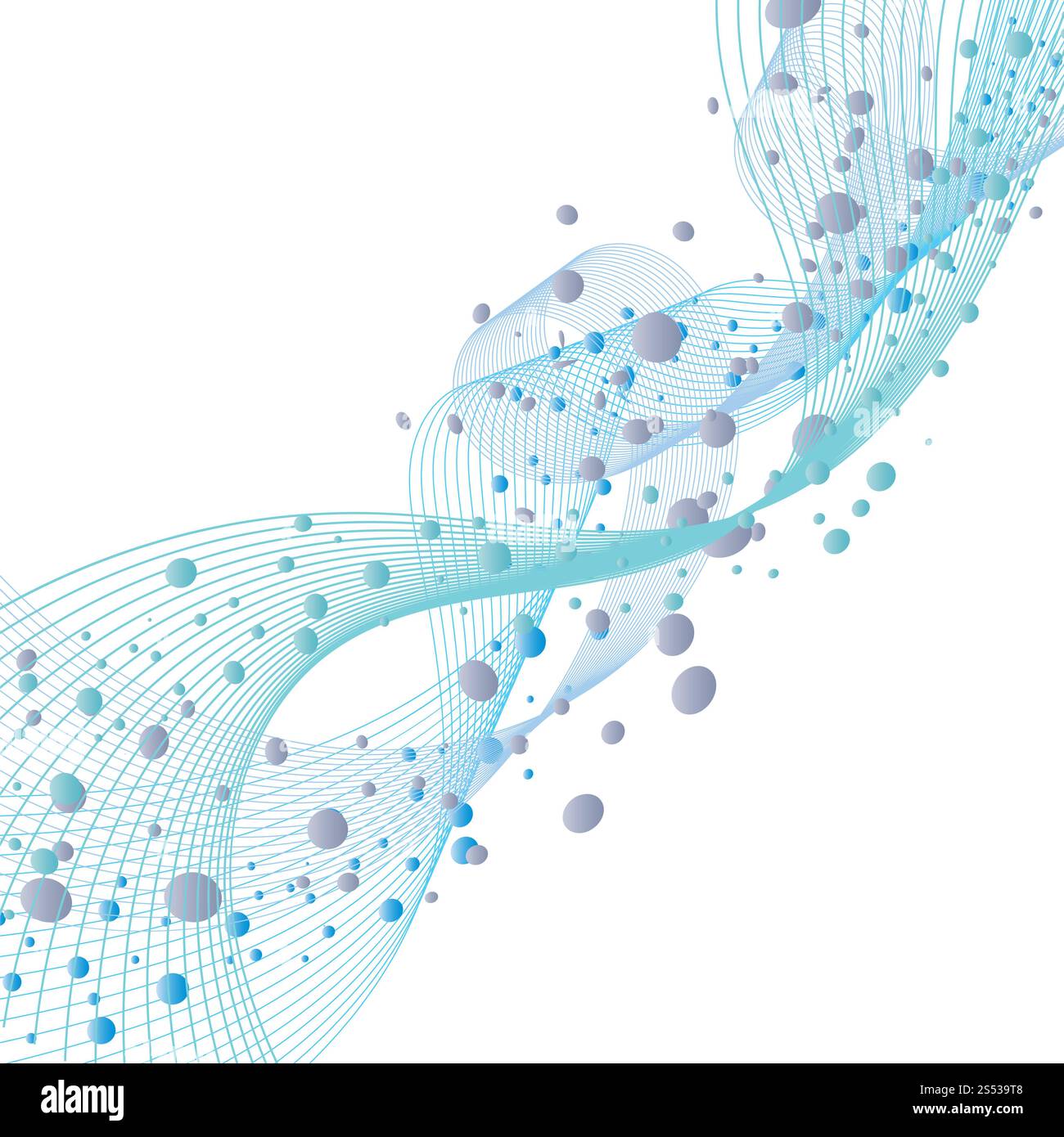 Conception de concept de lignes d'eau avec bulles d'air et espace texte. Élégant design mignon avec transparence sur fond blanc. Illustration vectorielle. Banque D'Images