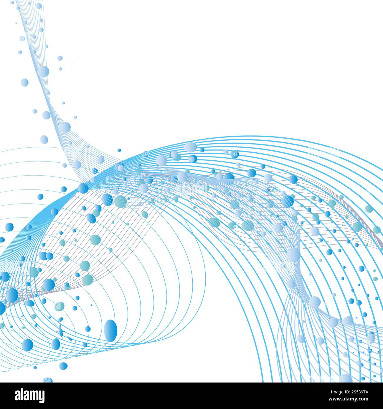 Conception de concept de lignes d'eau avec bulles d'air et espace texte. Élégant design mignon avec transparence sur fond blanc. Illustration vectorielle. Banque D'Images