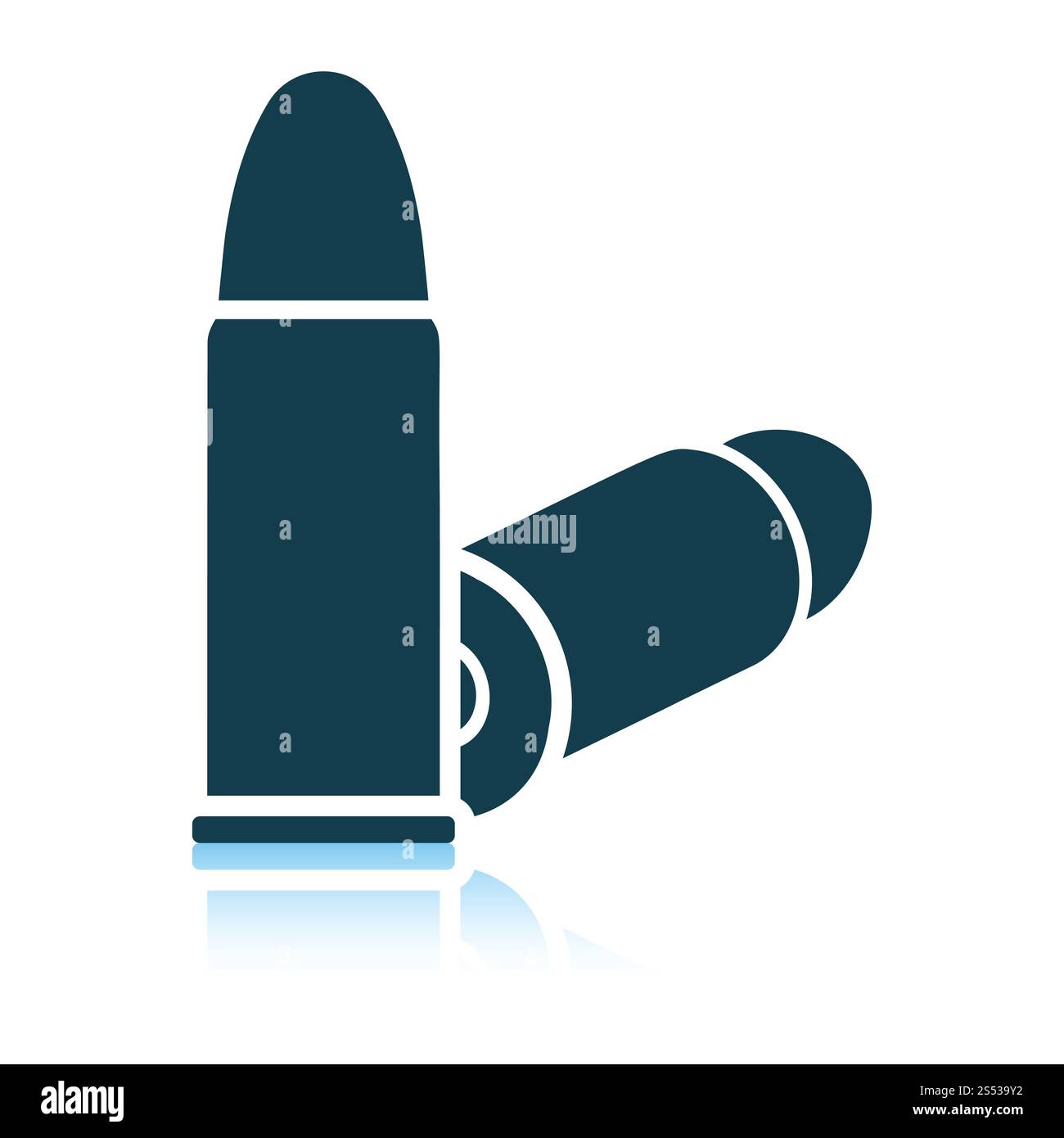 L'icône de balles de pistolet. Reflet de l'ombre. Vector illustration. Banque D'Images