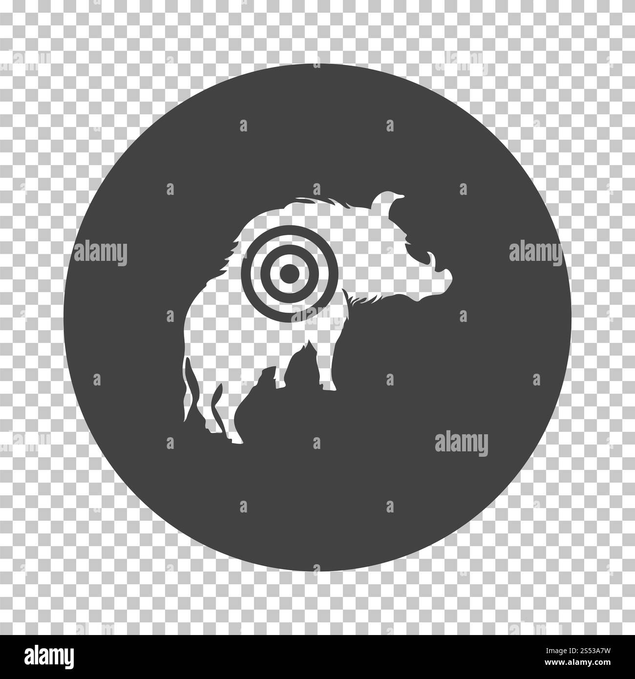 Silhouette sanglier avec l'icône de cible. Soustraire le design stencil sur grille de transparence. Vector illustration. Banque D'Images