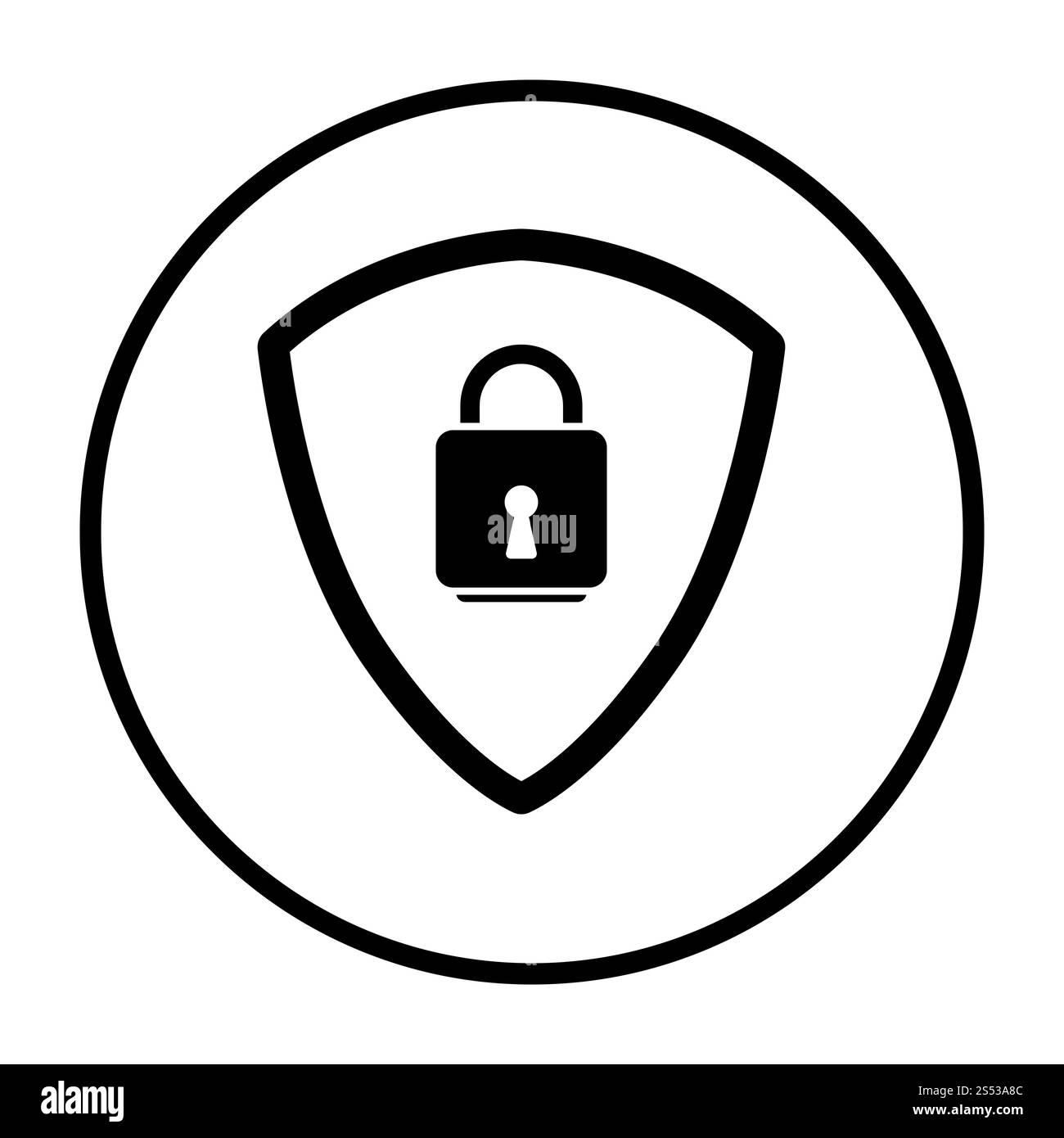 L'icône de sécurité de données. Cercle mince Stencil Design. Vector Illustration. Banque D'Images