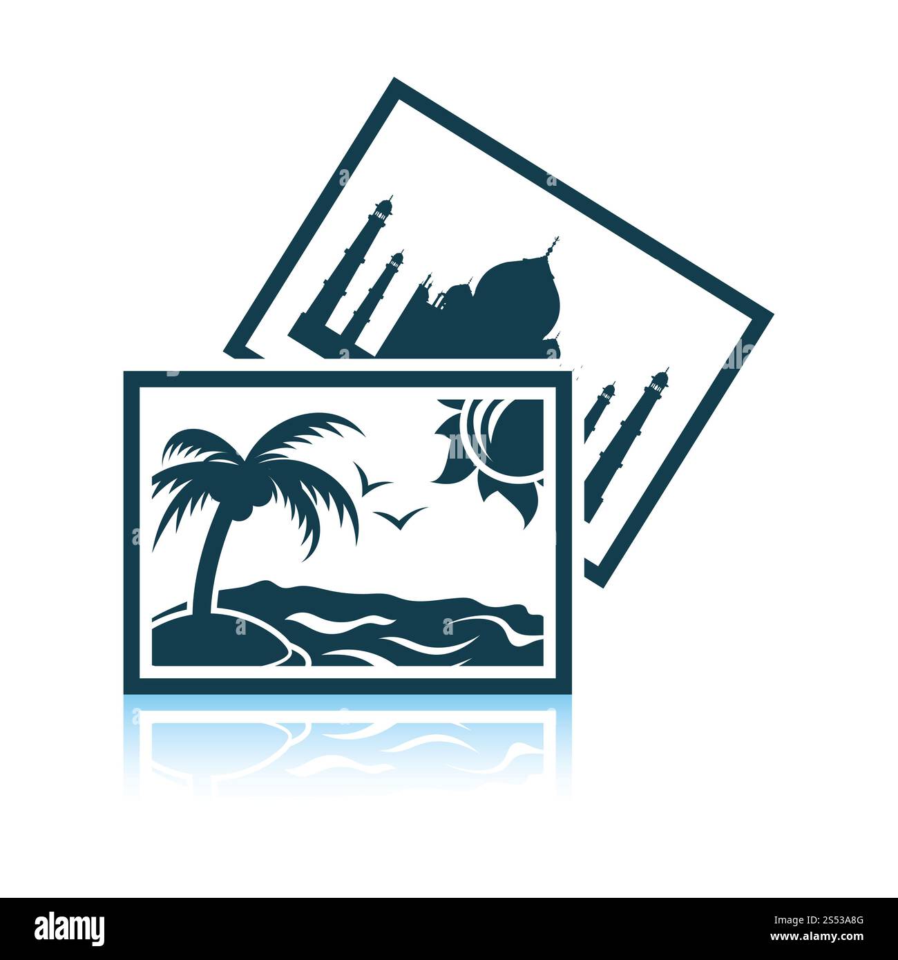 Photographie de voyage deux icône. Reflet de l'ombre. Vector illustration. Banque D'Images