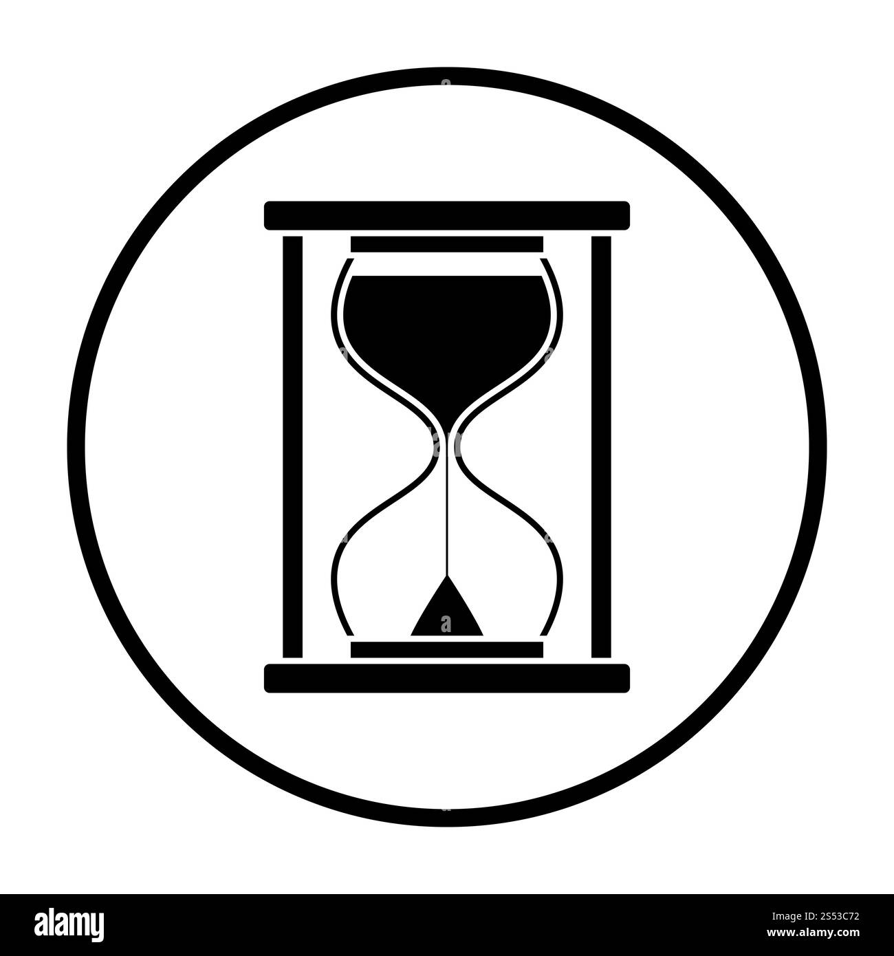 Icône en forme de sablier. Cercle mince Stencil Design. Vector Illustration. Banque D'Images