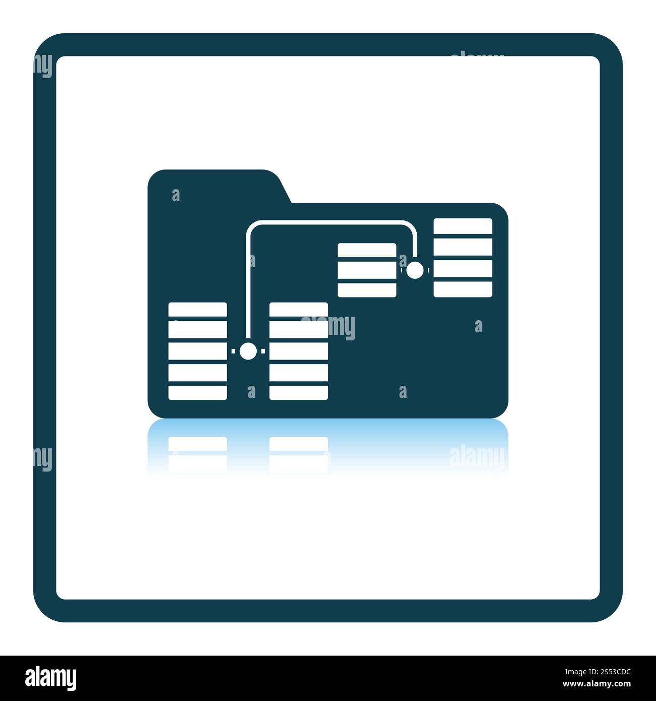 L'icône Réseau du dossier. Ombre carré Design réflexion. Vector Illustration. Banque D'Images
