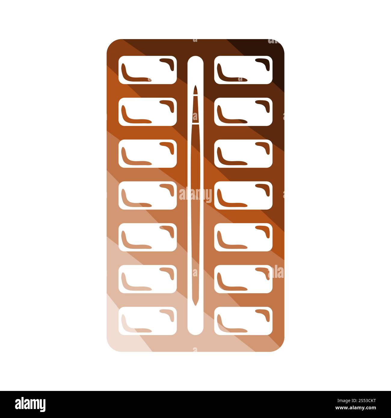 Aquarelle-box Icône. La conception de l'échelle de couleur à plat. Vector Illustration. Banque D'Images