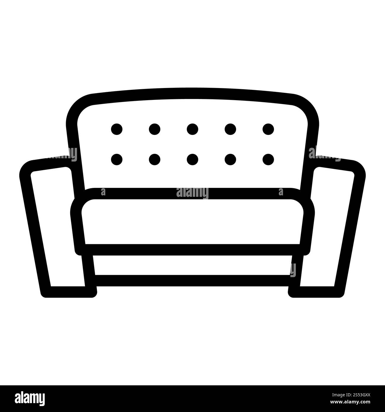 Icône de canapé moderne. Esquisse icône vectorielle moderne de canapé pour la conception Web isolé sur fond blanc. Icône de canapé moderne, style de contour Banque D'Images