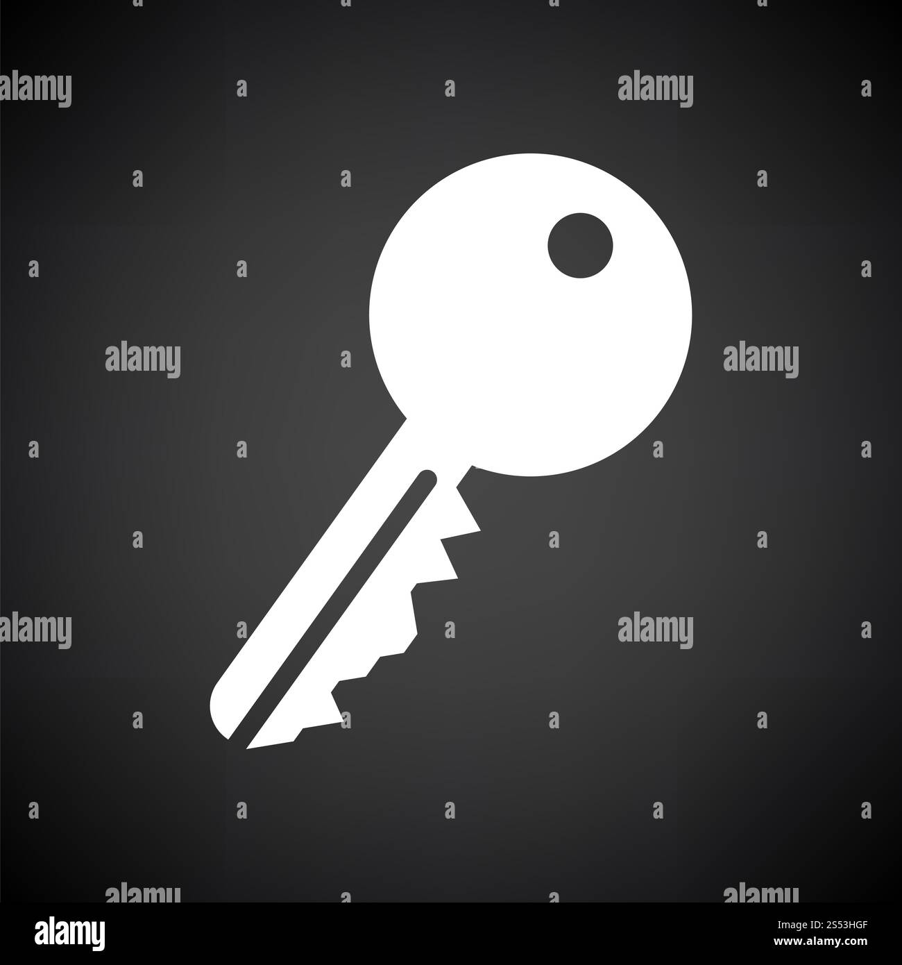 Une icône en forme de clé. Blanc sur fond noir. Vector Illustration. Banque D'Images