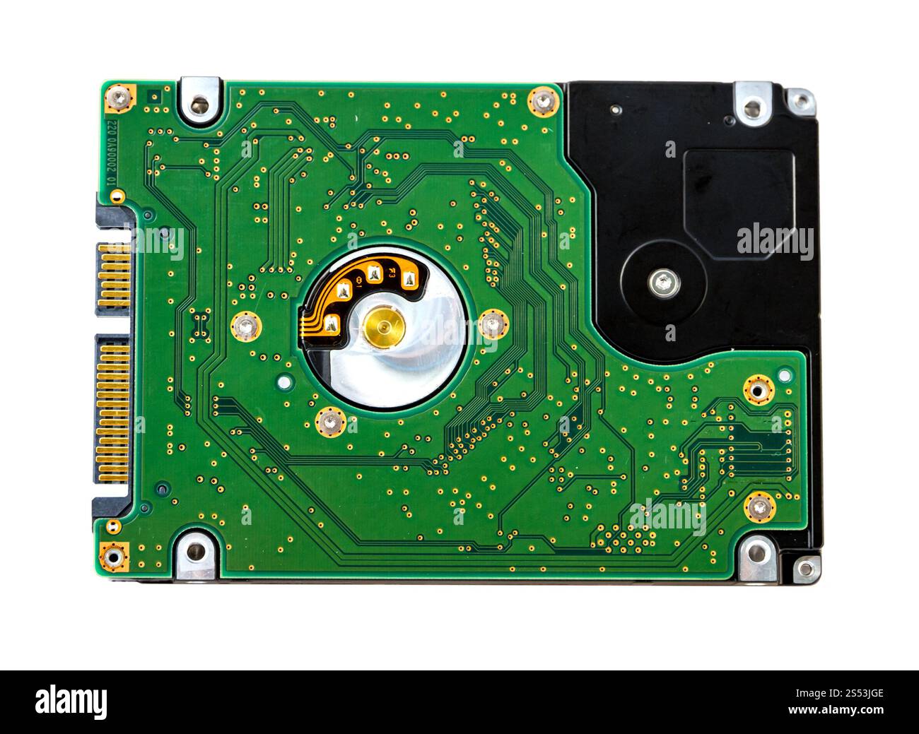 Disque dur ouvert isolé sur fond blanc. Disque dur isolé sur blanc Banque D'Images