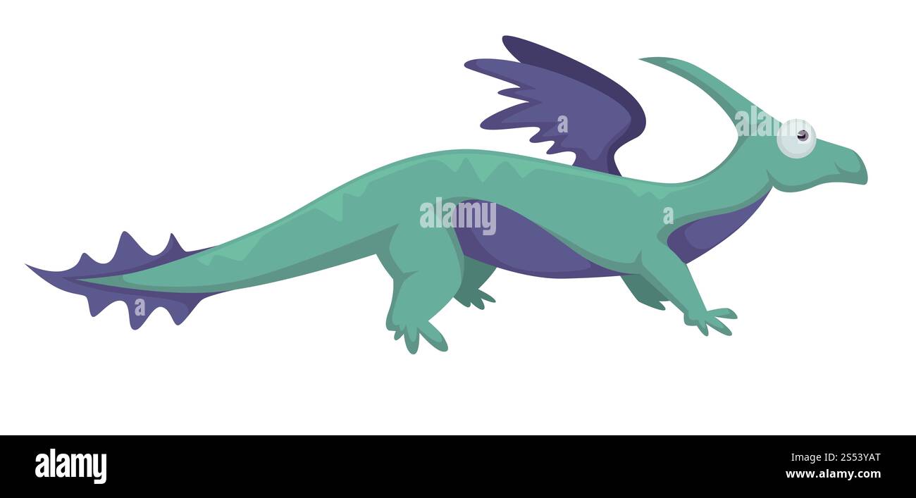 Dinosaure Dino vecteur animal préhistorique illustration isolée. Génération de bêtes, monstres avec des queues et des ailes, créature respirant avec le feu. Banque D'Images