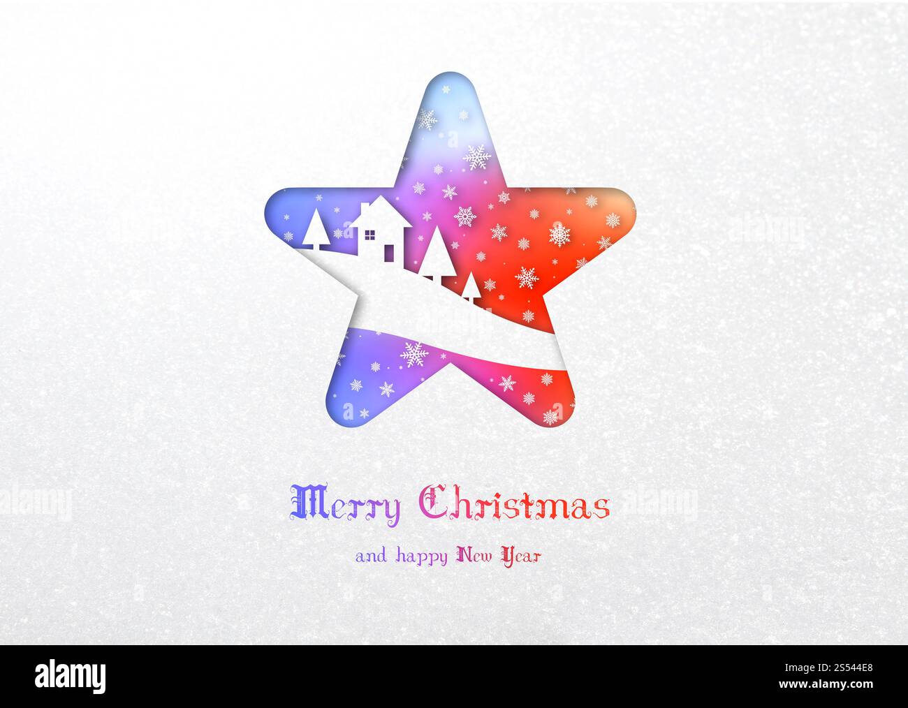 Joyeux Noël étoile arc-en-ciel carte d'hiver sur un fond de neige. Carte d'hiver à motif étoile arc-en-ciel joyeux Noël Banque D'Images Joyeux Noël étoile arc-en-ciel carte d'hiver sur un fond de neige. Carte d'hiver à motif étoile arc-en-ciel joyeux Noël Banque D'Images