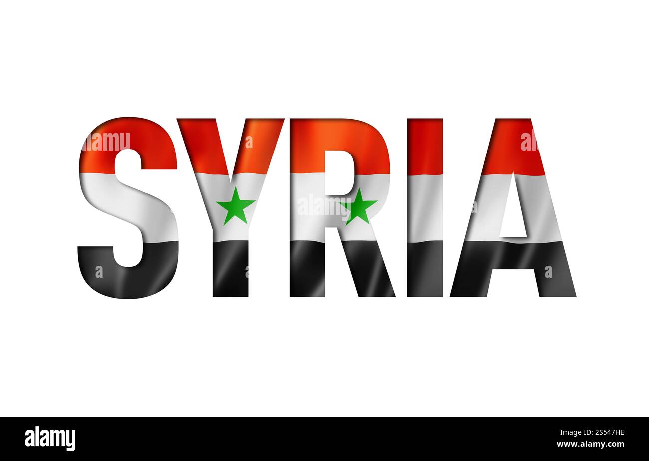 police de texte drapeau syrien. arrière-plan du symbole de syrie. police de texte drapeau syrien Banque D'Images