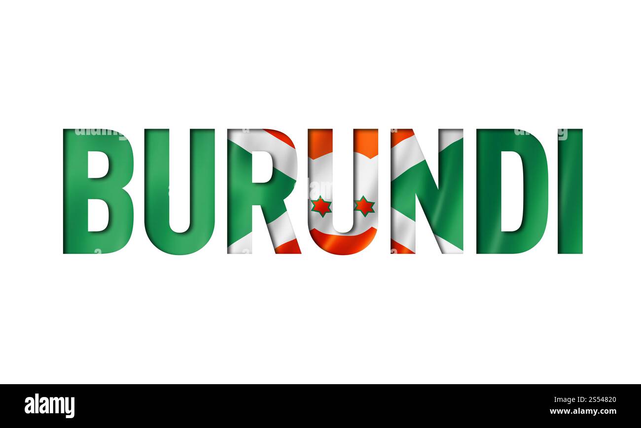 police de texte drapeau burundais. fond de symbole burundi. police de texte drapeau burundais Banque D'Images