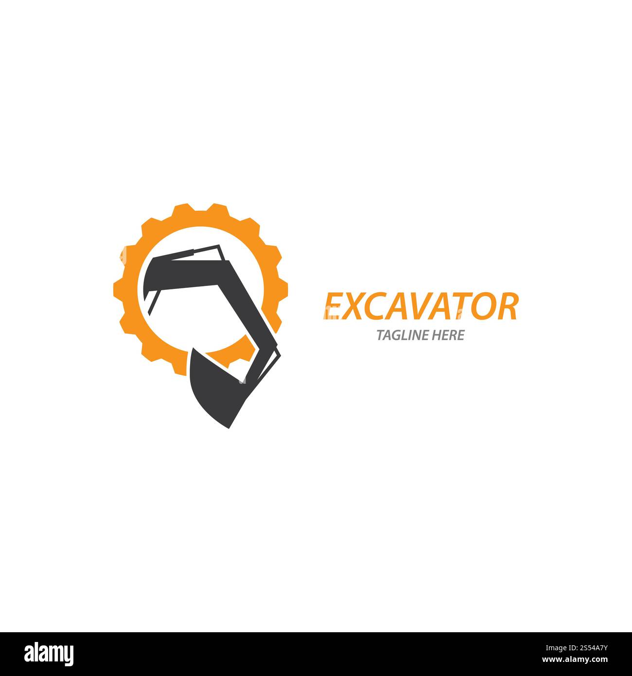 Modèle vectoriel d'illustration du logo de la pelle hydraulique Banque D'Images